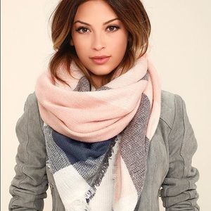 Blush Pink Plaid Scarf